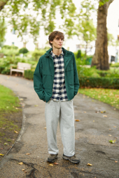 Ветрозащитная парка Uniqlo ветровка с капюшоном 1159854998 (Зеленый S)