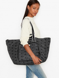 Стильная складная сумка-шоппер Victoria's Secret 1159759914 (Черный/Белый, One size)