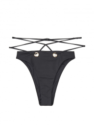 Высокие плавки Victoria's Secret с декоративной шнуровкий art238507 (Черный, размер M)