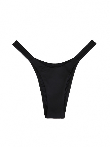 Стильний купальник Victoria`s Secret swim чорний топ і плавки бразиліана з декоративною сіточкою