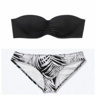 Раздельный купальник Victoria's Secret бандо и плавки art669859 (Черный/Белый, размер XS)