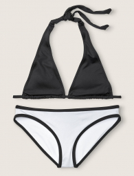 Раздельный купальник Victoria's Secret PINK топ и плавки art897199 (Черный/Белый, размер S)