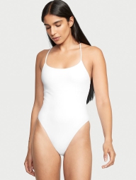Сдельный купальник Victoria's Secret с открытой спинкой на завязках 1159774099 (Белый, L)