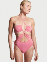 Сдельный купальник Victoria's Secret с завязками 1159774233 (Розовый, L)