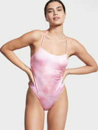 Сдельный купальник Victoria's Secret с открытой спинкой на завязках 1159774266 (Розовый, M)