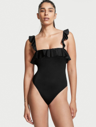 Сдельный купальник Victoria's Secret с рюшами 1159774290 (Черный, XL)