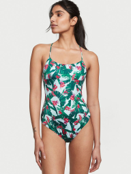 Сдельный купальник Victoria's Secret с открытой спинкой на завязках 1159788120 (Зеленый, S)