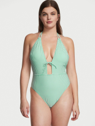 Сдельный купальник Victoria's Secret с завязками 1159788571 (Зеленый, S)