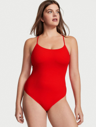Сдельный купальник Victoria's Secret с открытой спинкой на завязках 1159789087 (Красный, L)