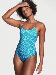 Сдельный купальник Victoria's Secret с открытой спинкой на завязках 1159790462 (Синий, S)