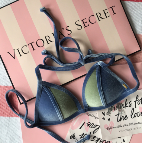 Вельветовый топ лиф пушап Victorias Secret 1159749430 (Синий, XS)