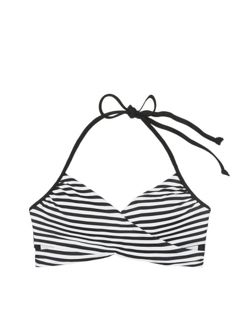 Черно-белый в полоску топ купальника Victorias Secret swim art894121 (размер XS)