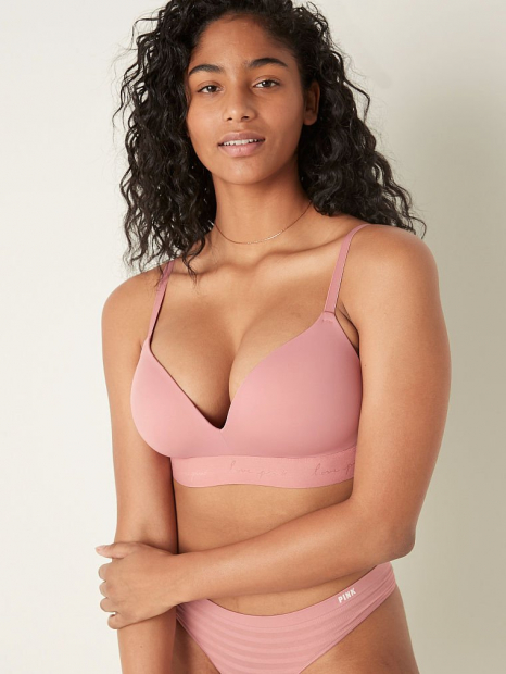 Бюстгальтер Victoria's Secret PINK с пуш ап без косточек 1159759187 (Розовый, 34A)