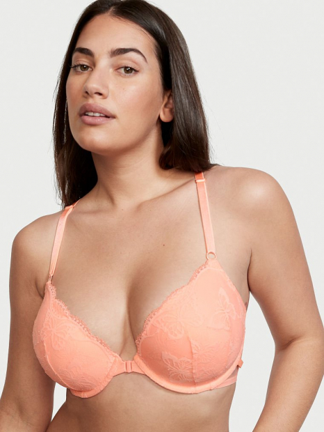 Шикарный бюстгальтер Victoria's Secret кружевной push up 1159765736 (Персиковый, 36D)