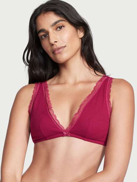 Вафельный бюстгальтер Victoria's Secret без косточек 1159789121 (Бордовый, M)