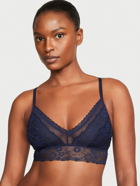 Кружевной бралетт Victoria's Secret бюст лиф 1159790236 (Синий, XS)