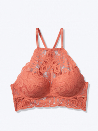 Кружевной push up бюстгальтер бралетт Victorias Secret Pink art456365 (Оранжево-розовый, размер L)