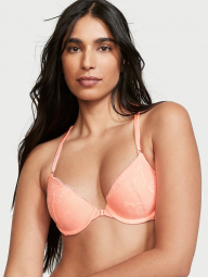 Шикарный бюстгальтер Victoria's Secret кружевной push up 1159765736 (Персиковый, 36D)