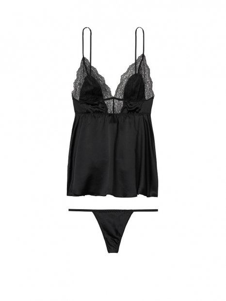 Комплект пеньюар і трусики Victorias Secret art149774 (Чорний, розмір XL)