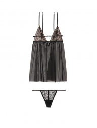 Комплект сексуальный пеньюар и трусики Victorias Secret art547868 (Черный, размер M)