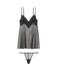 Сексуальний Комплект пеньюар і трусики Victorias Secret art479593 (Чорний, розмір L)