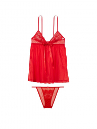 Комплект пеньюар и трусики Victorias Secret кружево 1159763524 (Красный, XXL)