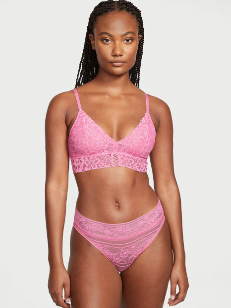 Кружевной комплект белья Victoria's Secret лиф и трусики слипы 1159779266 (Розовый, M/S)