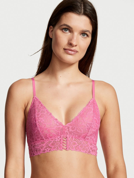 Кружевной комплект белья Victoria's Secret лиф и трусики слипы 1159779266 (Розовый, M/S)