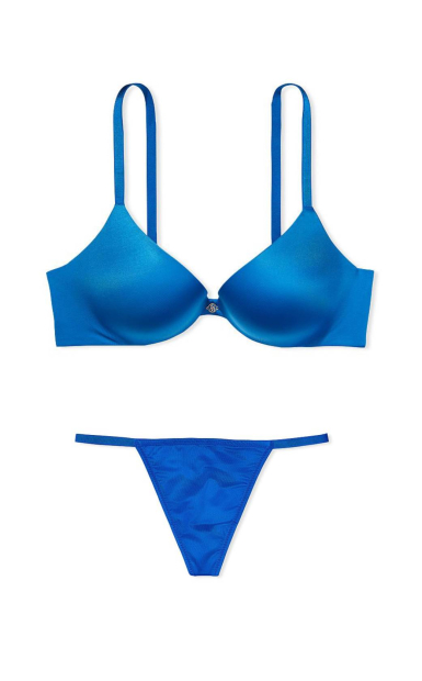 Комплект белья Victoria's Secret бюст Push Up и трусики стринги 1159783130 (Синий, 32C/S)