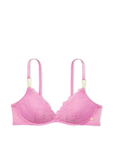 Кружевной комплект белья Victoria's Secret бюст push up и трусики тонг 1159784023 (Розовый, 32B/XS)