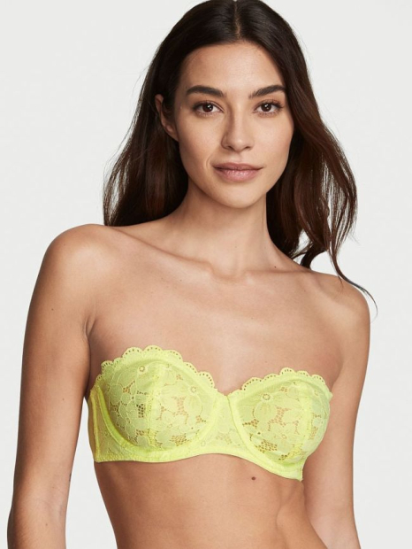 Кружевной комплект белья Victoria's Secret бюст и трусики чики 1159784089 (Желтый, 34B/M)