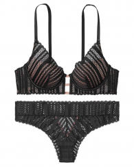Комплект нижнего белья Victoria's Secret art959889 (Черный/розовый, размер 34C)