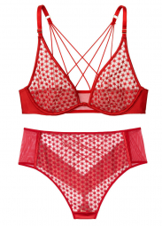 Комплект белья лиф и трусики Victoria's Secret art205493 (Красный, размер 36D)