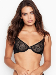 Комплект белья зебра со стразами Victoria's Secret art213762 (Черный, размер 32C)