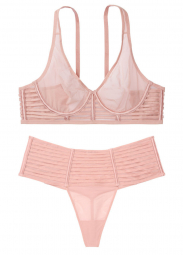 Нежный комплект белья Victoria's Secret art793286 лиф и трусики (Розовый, размер 40DDD)