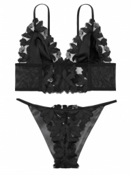 Сексуальний комплект білизни Victorias Secret чорний бюст і трусики квіткове мереживо