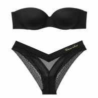 Комплект белья Victoria's Secret лиф и трусики art951350 (Черный, размер 38C)