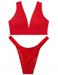 Стильный комплект белья Victoria's Secret art645344 (Красный, размер XL)