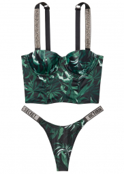 Эффектный комплект белья Victoria's Secret art911497 (Зеленый/Черный, размер 32C)