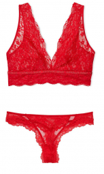 Шикарный комплект белья Victoria's Secret лиф и трусики 1159761641 (Красный, L)