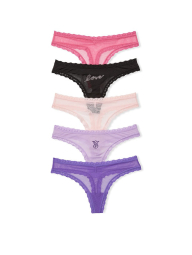 Набор из 5 трусиков Victoria's Secret тонг 1159770370 (Разные цвета, S)