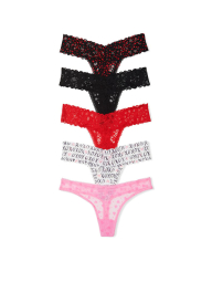 Кружевные женские трусики тонг Victoria's Secret набор 1159779030 (Разные цвета, L)