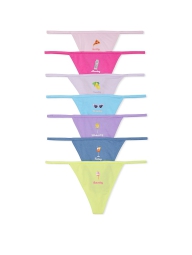 Хлопковые женские трусики стринги Victoria's Secret набор 1159785216 (Разные цвета, S)