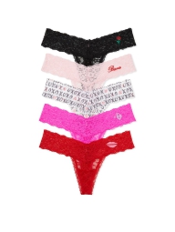 Кружевные женские трусики тонг Victoria's Secret набор 1159792192 (Разные цвета, XL)