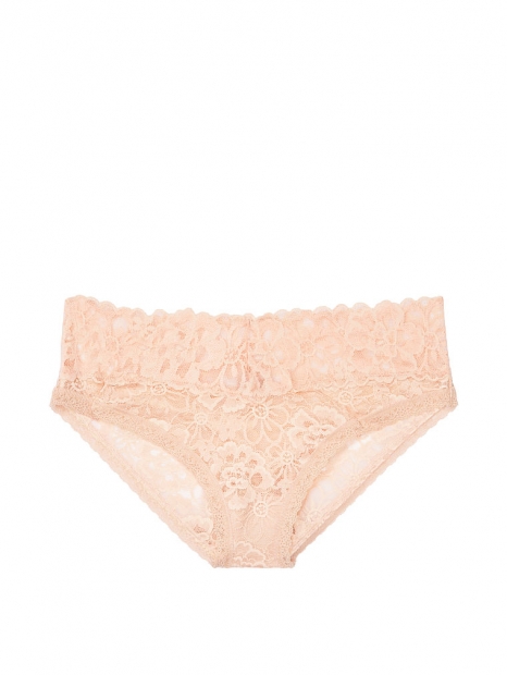 Кружевные трусики слип Victoria's Secret art641309 (Бежевый, размер M)