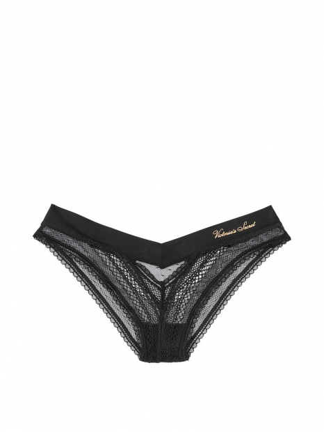 Кружевные трусики бразилиана Victoria's Secret art587523 (Черный, размер XS)