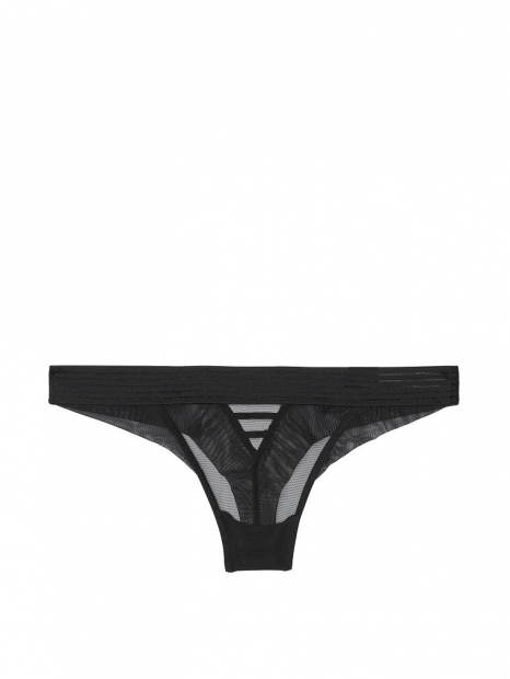 Прозрачные трусики тонг Victoria's Secret art217972 (Черный, размер S)