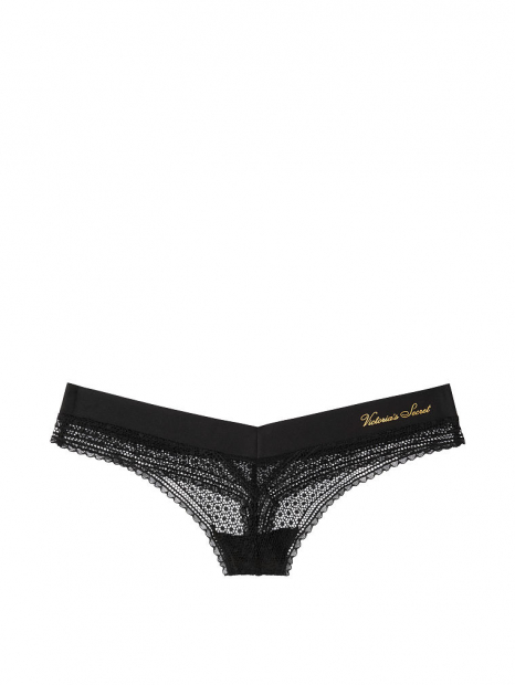 Мереживні трусики тонг Victorias Secret art394770 (Чорний, розмір M)