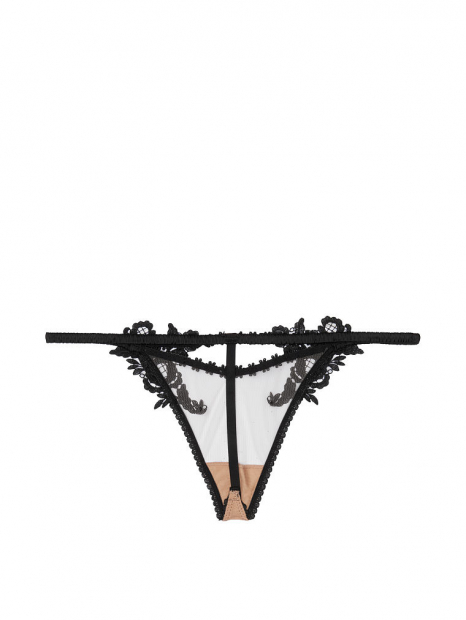 Ефектні мереживні трусики стрінги Victorias Secret art963507 (Чорний, розмір XS)