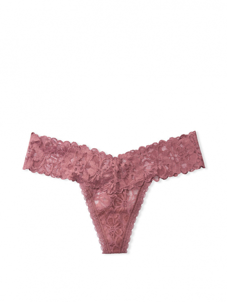 Кружевные трусики тонг Victoria’s Secret art404825 (Винтажная роза, размер M)